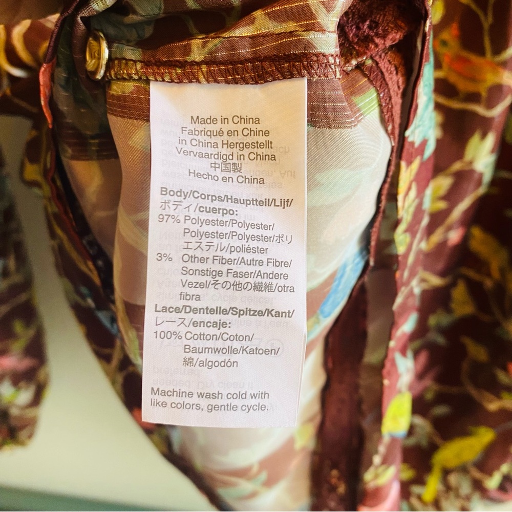 J. Crew Point Sur NWT Bird Menagerie Ruffle Metallic Laced Peasant Blouse - Picture 7 of 7